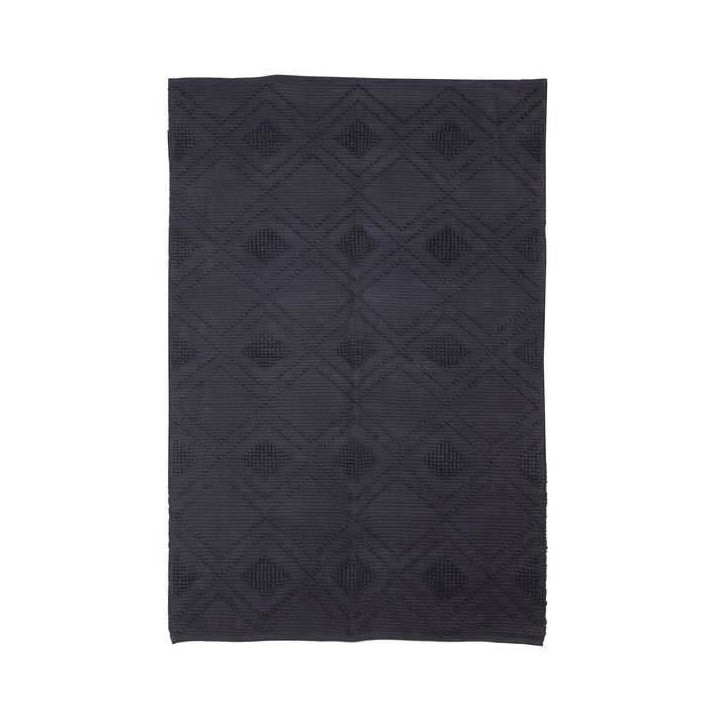 Tapis bouclette - Bleu fumé - 100% coton - 120 x 180 cm - Intérieur