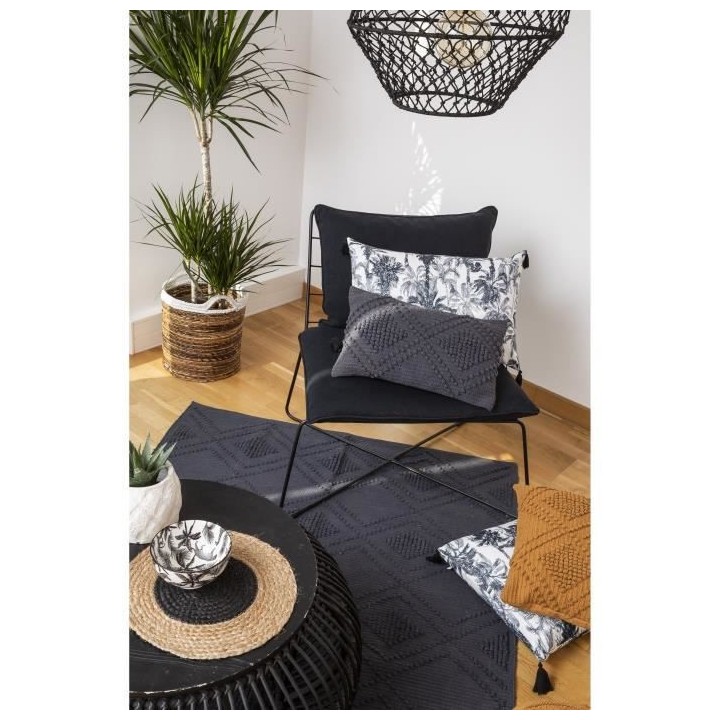 Tapis bouclette - Bleu fumé - 100% coton - 120 x 180 cm - Intérieur