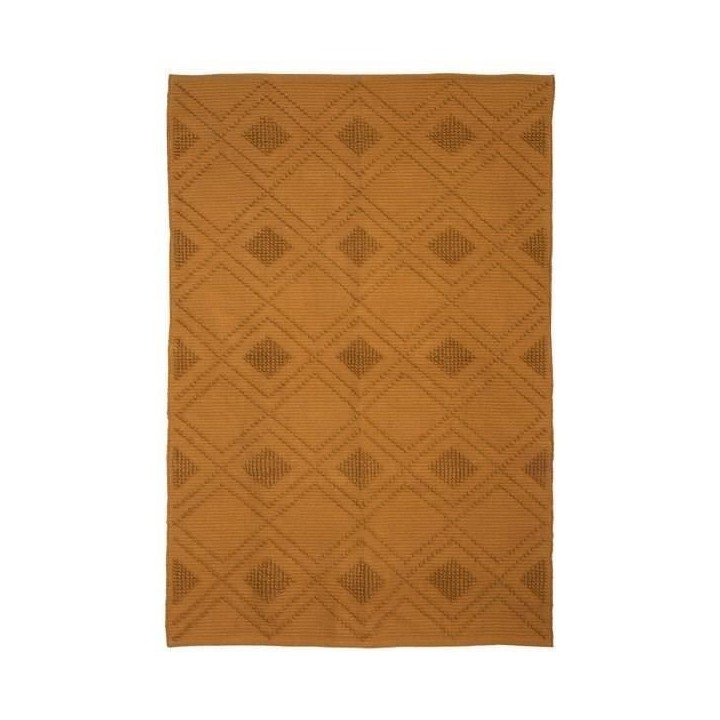 Tapis bouclette relief 100% coton - 120 x 180 cm - Moutarde