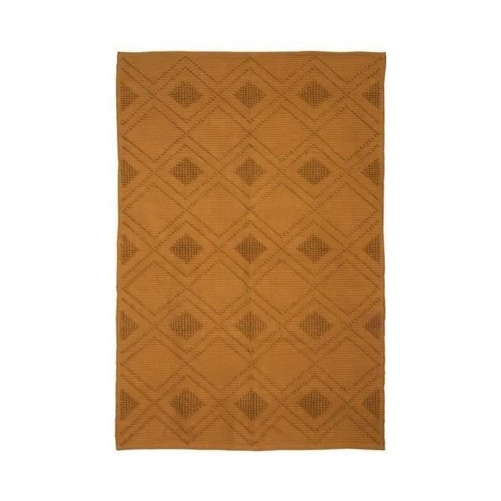 Tapis bouclette relief 100% coton - 120 x 180 cm - Moutarde