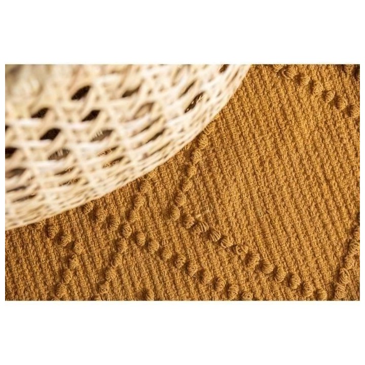 Tapis bouclette relief 100% coton - 120 x 180 cm - Moutarde