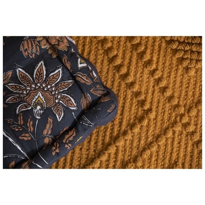 Tapis bouclette relief 100% coton - 120 x 180 cm - Moutarde