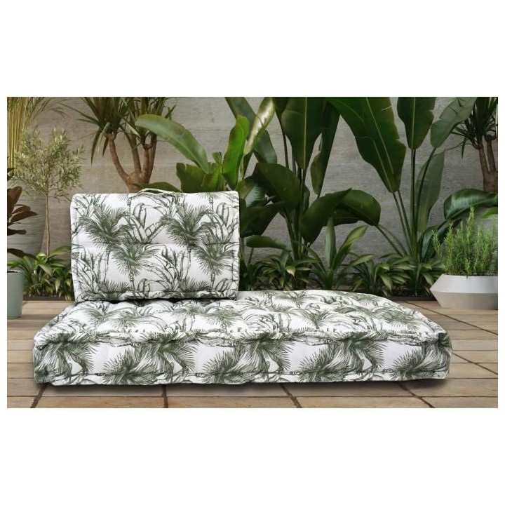 DEKO & CO Coussin palette imprimé - 60 x 120 x 15 cm - Kaki