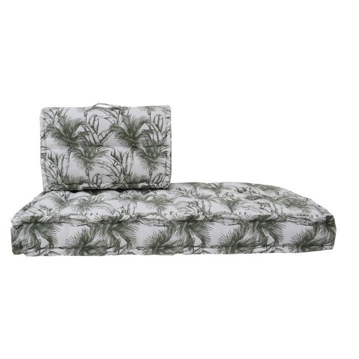 DEKO & CO Coussin palette imprimé - 60 x 120 x 15 cm - Kaki