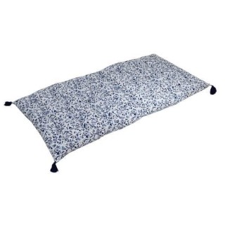 DEKO & CO Long coussin avec pompons imprimés - 60 x 120 cm - Bleu