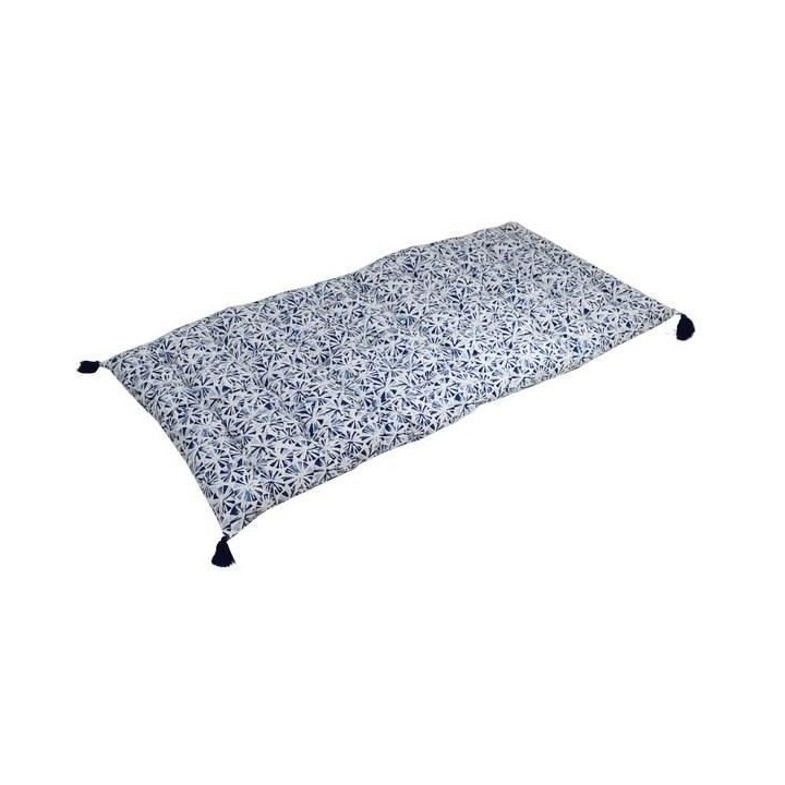 DEKO & CO Long coussin avec pompons imprimés - 60 x 120 cm - Bleu