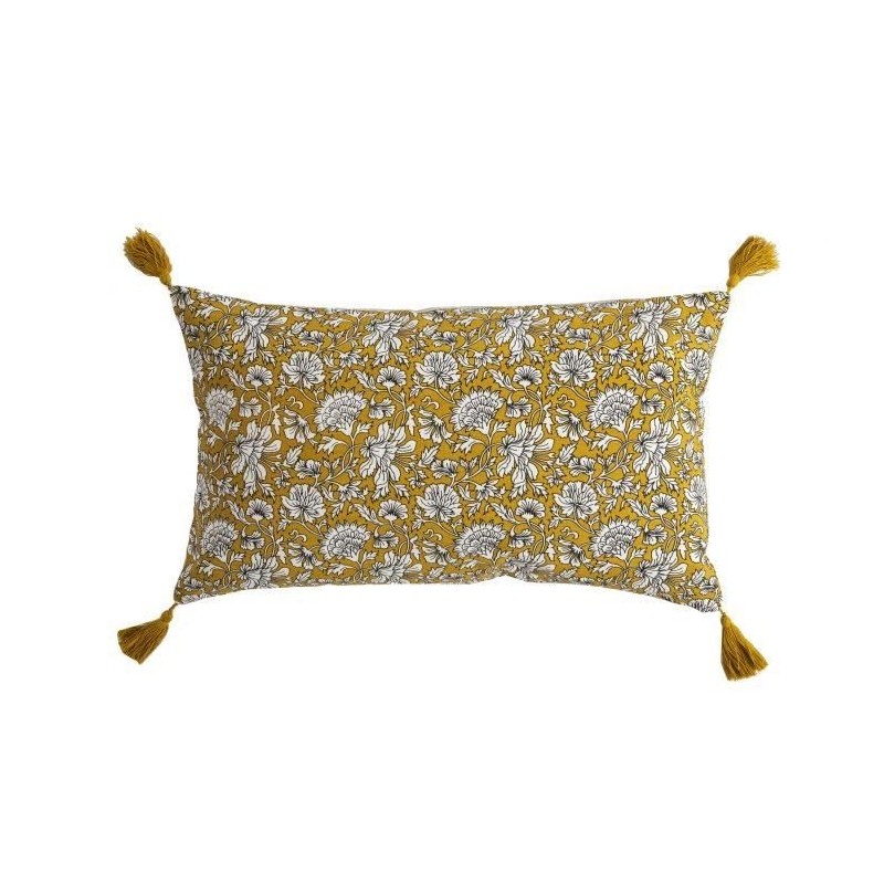 Coussin Udaipur all over - Jaune - 100% coton - 30 x 50 cm - DEKO