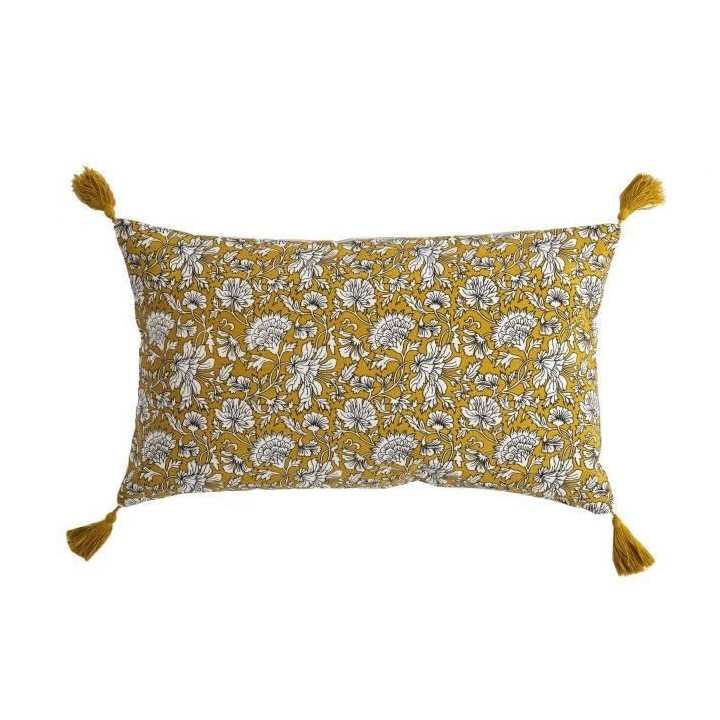 Coussin Udaipur all over - Jaune - 100% coton - 30 x 50 cm - DEKO