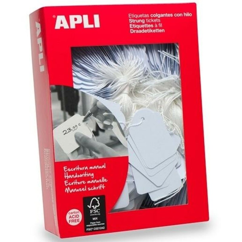 Etisuettes Apli    Fil Blanc Papier carton (11 x 29 mm) (1000 Pièces)