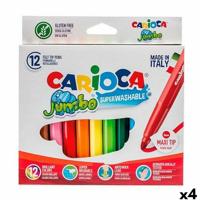 Ensemble de Marqueurs Carioca Jumbo 12 Pièces Multicouleur (4 Pièces)