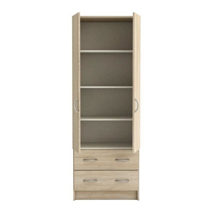 DEMEYERE Armoire - Décor chene brossé - 2 portes et 2 tiroirs - Clas