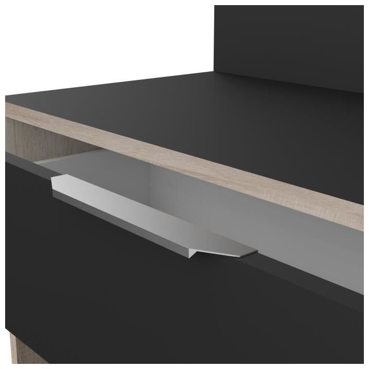 Buffet de cuisine - Décor chene brut et noir - Contemporain - 1 porte