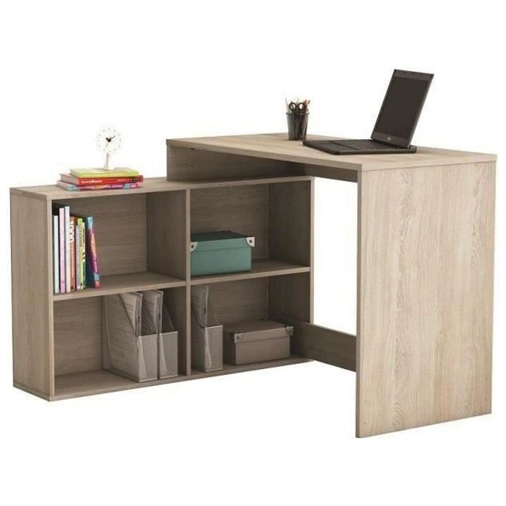 DEMEYERE Bureau d'angle contemporain décor chene Shannon - L 112 cm -