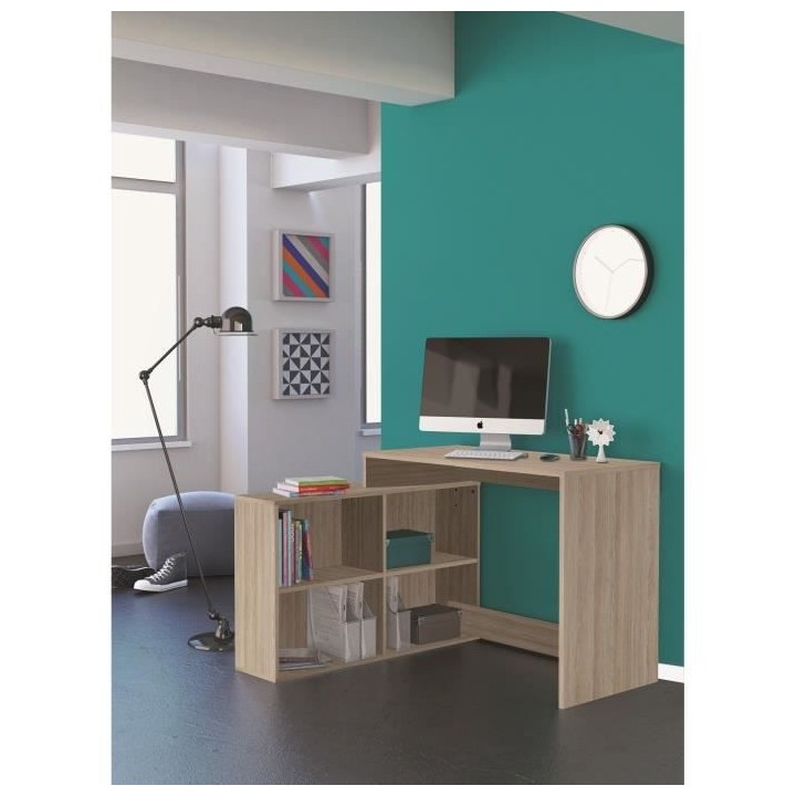 DEMEYERE Bureau d'angle contemporain décor chene Shannon - L 112 cm -
