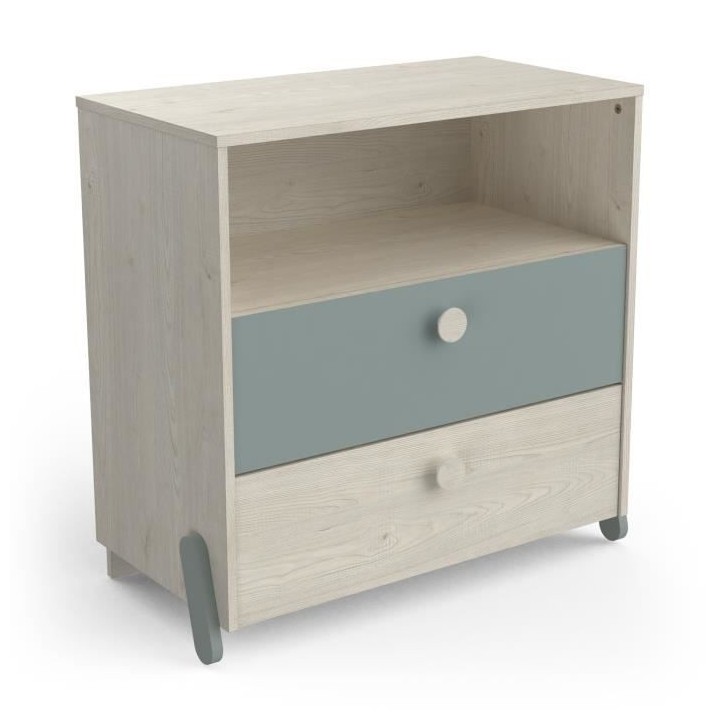 Chambre complete ILIAN : Lit + chevet + commode - Style scandinave - D