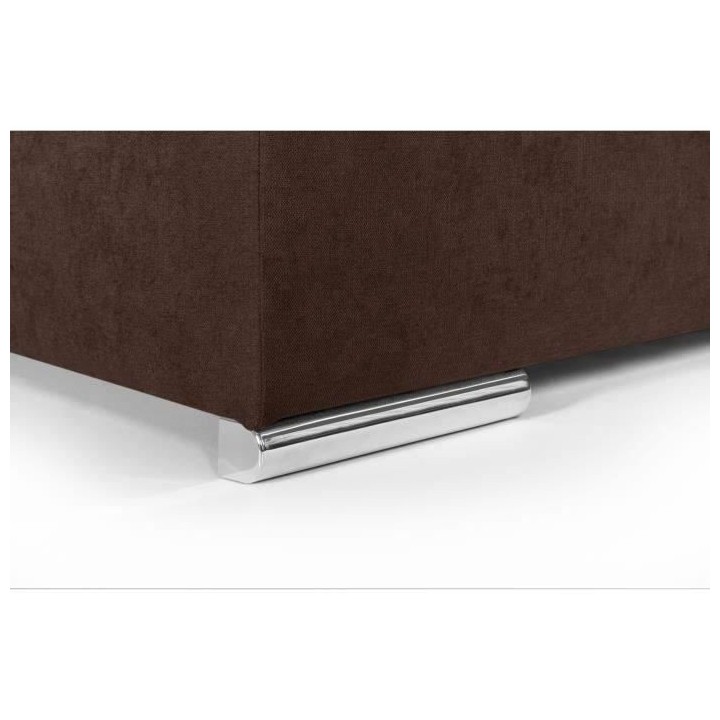 Canapé d'angle droit convertible 4 places - Tissu marron - L 274 x P