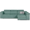 Canapé d'angle droit 4 places convertible + coffre + 2 coussins déco - Tissu vert menthe - L 274 x P 180 x H 81 cm - DENVER