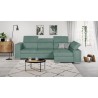 Canapé d'angle droit 4 places convertible + coffre + 2 coussins déco - Tissu vert menthe - L 274 x P 180 x H 81 cm - DENVER