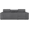 Canapé d'angle gauche 4 places convertible + coffre + 2 coussins déco - Tissu gris - L 274 x P 180 x H 81 cm - DENVER