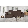 Canapé d'angle gauche 4 places convertible + coffre + 2 coussins déco - Tissu marron - L 274 x P 180 x H 81 cm - DENVER