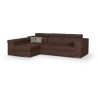 Canapé d'angle gauche 4 places convertible + coffre + 2 coussins déco - Tissu marron - L 274 x P 180 x H 81 cm - DENVER