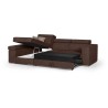 Canapé d'angle gauche 4 places convertible + coffre + 2 coussins déco - Tissu marron - L 274 x P 180 x H 81 cm - DENVER