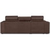 Canapé d'angle gauche 4 places convertible + coffre + 2 coussins déco - Tissu marron - L 274 x P 180 x H 81 cm - DENVER