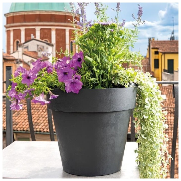 DEROMA Pot de fleurs rond Like anthracite - Coloris gris anthracite -