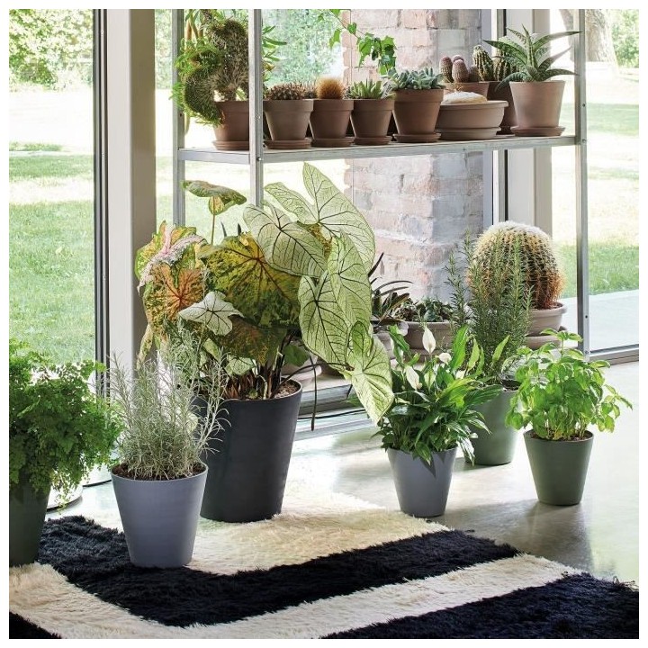 DEROMA Pot de fleurs Save R nero a réserve d'eau - Coloris noir - 30c