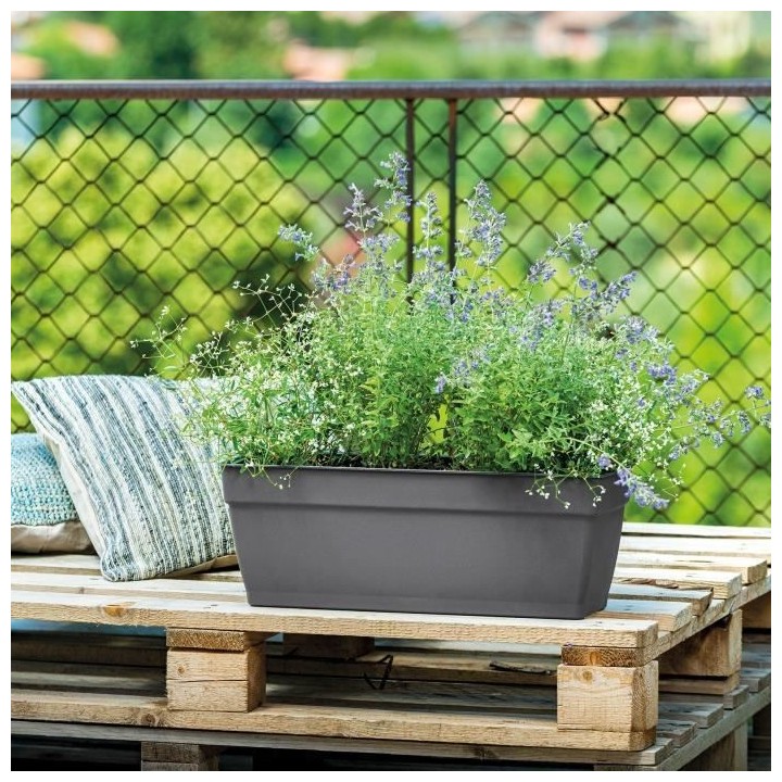 DEROMA Jardiniere Ninfea R anthracite a réserve d'eau - Coloris gris