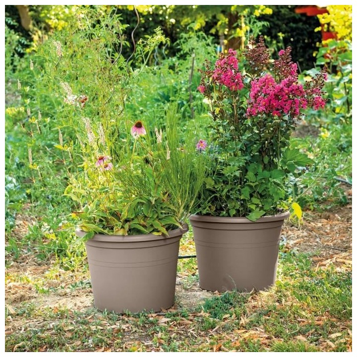DEROMA Pot de fleurs rond Day R camel - Coloris taupe - 40cm