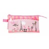 Trousse Fourre-Tout Triple Roll Road Coffe Shop Rose 22 x 12 x 5 cm