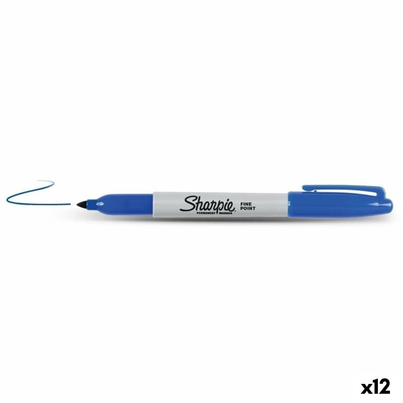 Marqueur permanent Sharpie Fine Point Bleu 0,9 mm (12 Unités)