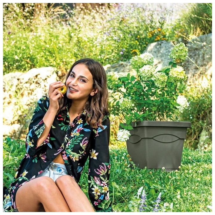 DEROMA Pot de fleurs carré Day R verde - Coloris vert - 38cm