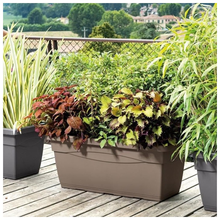 DEROMA Bac a fleurs muret Day R camel - Coloris taupe - 80cm