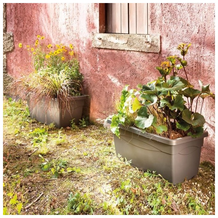 DEROMA Bac a fleurs muret Day R camel - Coloris taupe - 80cm