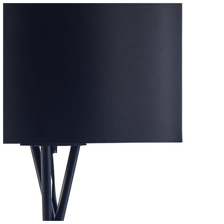 MIKADO - Lampadaire Trépied Métal Noir - Abat jour tissu Noir et dor