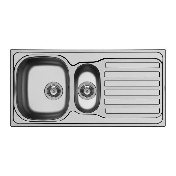 NORD INOX Évier cuisine a encastrer 1 cuve + 1 égouttoir - Inox - 10