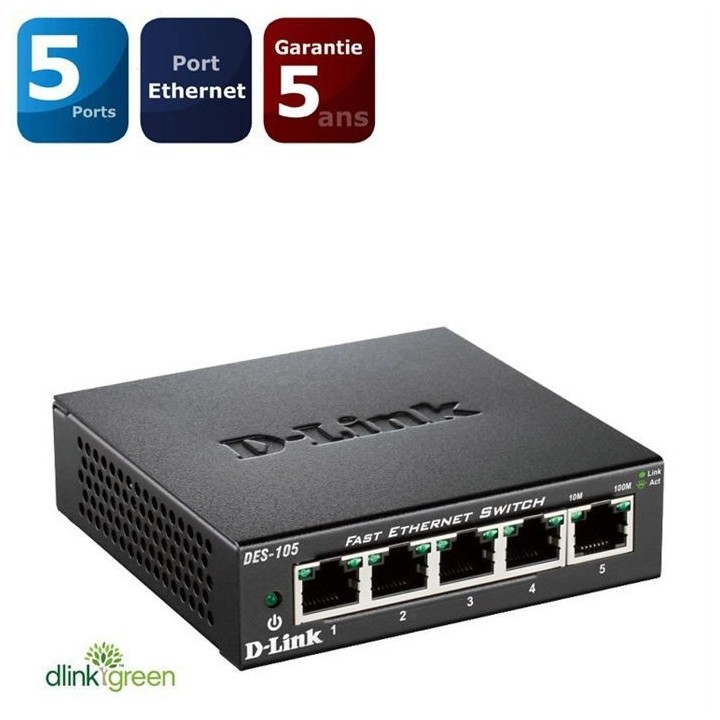 D-Link DES 105 Switch 5 ports boîtier métal