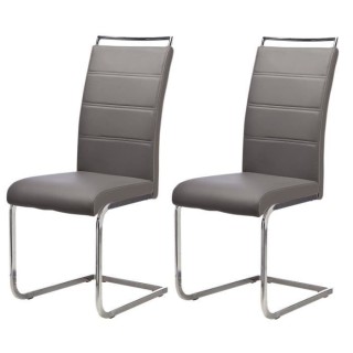 DYLAN Lot de 2 chaises de salle a manger - Simili gris - Contemporain