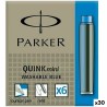 Recharge d’encre de stylo plume Parker Quink Mini 6 Pièces Bleu (30 Unités)