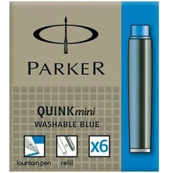 Recharge d’encre de stylo plume Parker Quink Mini 6 Pièces Bleu (30 Unités)