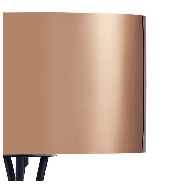 MIKADO - Lampadaire Trépied Métal Noir - Abat jour Cuivre et Chromé