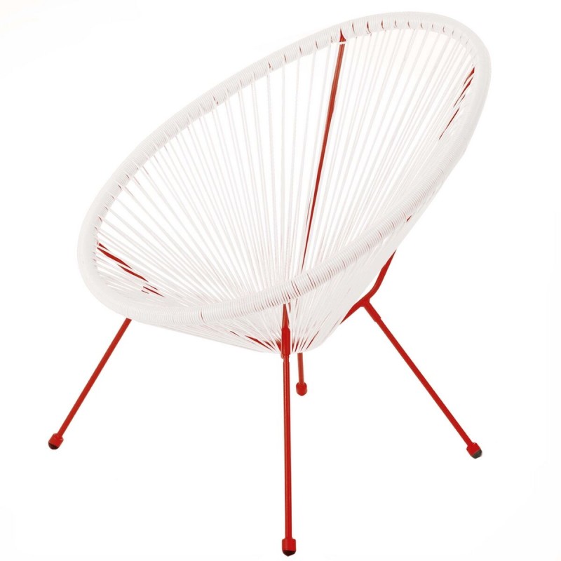 Chaise de jardin Acapulco 73 x 80 x 85 cm Rouge Blanc Rotin