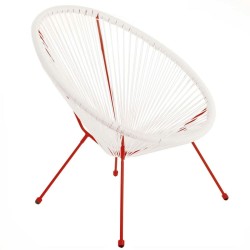 Chaise de jardin Acapulco 73 x 80 x 85 cm Rouge Blanc Rotin