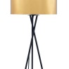 MIKADO - Lampadaire Trépied Métal Noir - Abat jour Doré et Chromé - Diam 34 x H 140 cm