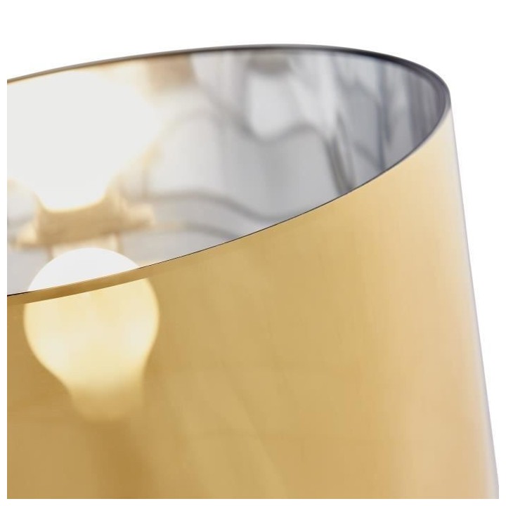 MIKADO - Lampadaire Trépied Métal Noir - Abat jour Doré et Chromé