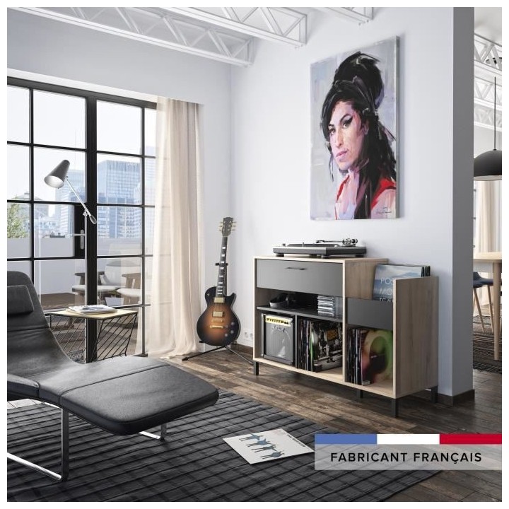 GAMI Meuble platine - Style urbain - Made in France - Décor chene - L