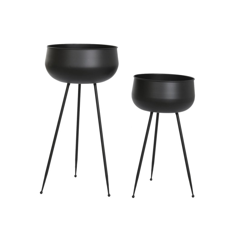 Set de pots de fleurs DKD Home Decor 34 x 34 x 70 cm Noir Métal