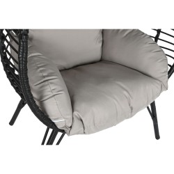 Chaise de jardin DKD Home Decor 90 x 65 x 151 cm Noir Gris Métal rotin synthétique